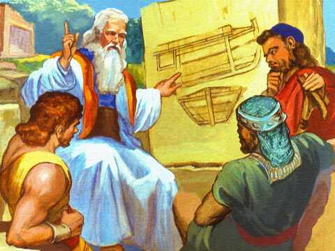 एक बड़ी नाव बनाई जानी थी और परमेश्वर ने नूह को ठीक-ठीक बता दिया था कि इसे कैसे बनाया जाए। – Slide número 14