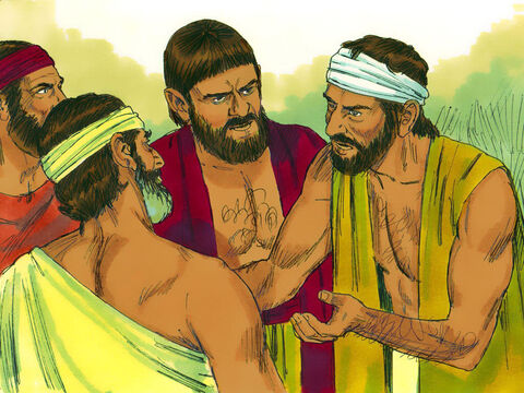 इब्रानी अगुवों ने मूसा और हारून से शिकायत की। 'ईश्वर तुम्हारा न्याय करे। तूने फ़िरौन को हमसे घृणा करने के लिए विवश किया है और हमारे जीवन को संकट में डाल दिया है।' – Slide número 6