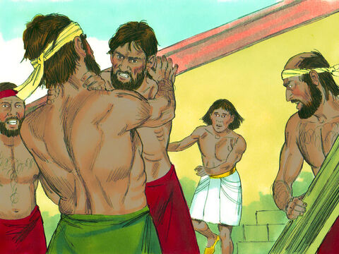 अगले दिन उसने दो इब्रियों को लड़ते हुए देखा और उन्हें रोकने के लिए उस पार गया। 'तुम अपने ही इब्रानी भाई को क्यों मार रहे हो?' उसने पूछा। – Slide número 5