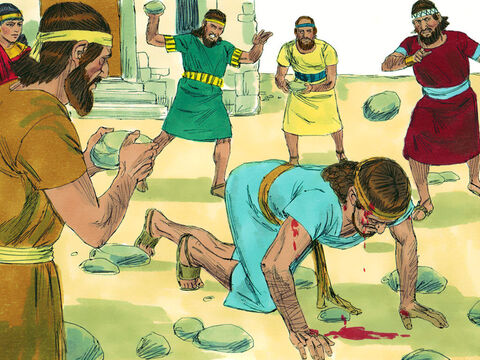 नाबोत को नगर से बाहर ले जाकर पत्थरों से मार डाला गया। – Slide número 8