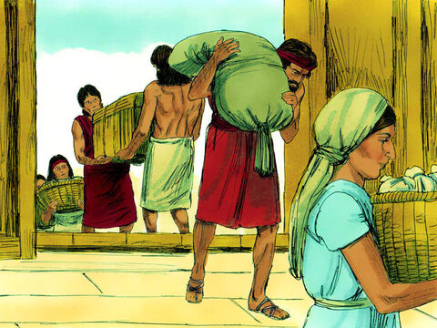 उत्पत्ति 7 जब जहाज बन बया तो परमेश्वर ने नूह से कहा कि 7 दिन के बाद प्रलय आ जाएगा। नूह ने अपने तीनों पुत्रों और उनकी पत्नियों से अपनी सारी चीजों के साथ जहाज पर चढ़ने के लिए कहा। उन्होंने जहाज पर आने वाले सारे जानवरों के लिए भी भोजन जमा कर लिया। – Slide número 8