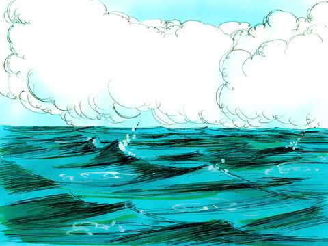 जब तक पानी ने सारे ऊंचे पहाड़ों को डूबा नहीं दिया तब तक पानी बढ़ता ही रहा। जहाज के बाहर सारे जीव जन्तु मर गए। – Slide número 12