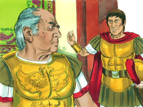 जब अधिकारी ने यह सुना, तो वह सेनापति के पास गया और पूछा, 'तुम क्या कर रहे हो? यह आदमी एक रोमन नागरिक है!' – Slide número 12