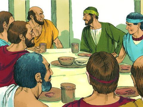 वह इफिसुस में यीशु के अनुयायियों से मिला और उनसे पूछा। 'क्या तुमने विश्वास करते समय पवित्र आत्मा पाया?' – Slide número 2
