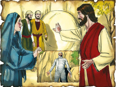 यीशु ने लाजर को मृतकों में से जीवित किया, यह साबित करते हुए कि वह परमेश्वर है! 30 ई. यूहन्ना 11: कब्र में तीन दिन रहने के बाद यीशु ने लाजर को मृतकों में से जीवित किया, यह साबित करते हुए कि वह परमेश्वर है! "लाजर, आगे आओ!" और जो मर गया था वह कब्र के वस्त्रों से हाथ पांव बन्धे हुए निकला, और उसका मुंह कपड़े से लिपटा हुआ था। – Slide número 40