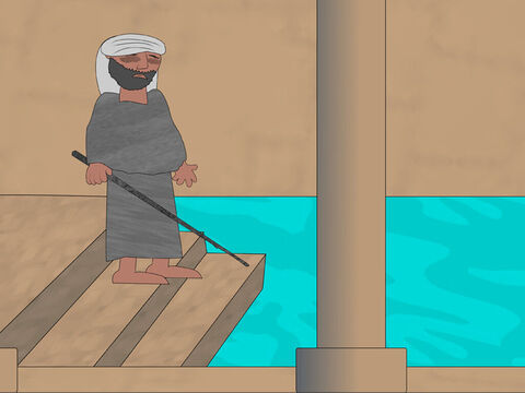 उस व्यक्ति ने यीशु की बात मानी और तालाब की ओर चला गया। – Slide número 3