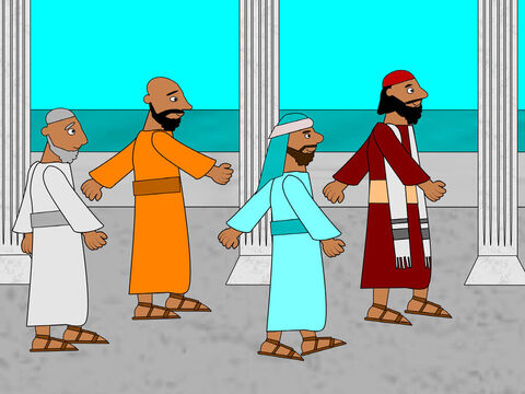 पौलुस और सीलास कुछ अन्य शिष्यों के साथ फिलिप्पी शहर में थे। एक दिन वे प्रार्थना करने गये। – Slide número 1