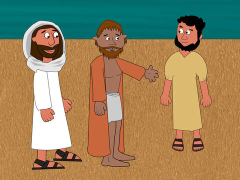 तब पतरस ने पीछे मुड़कर चेले यूहन्ना को देखा और यीशु से कहा, 'उसके बारे में क्या?' – Slide número 17
