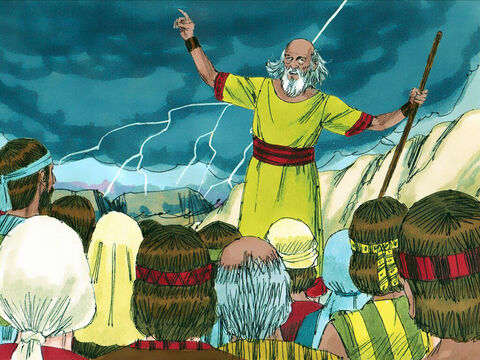उस दिन यहोवा ने पलिश्तियों पर गरज के साथ गड़गड़ाहट की, और उन्हें घबरा दिया। – Slide número 19