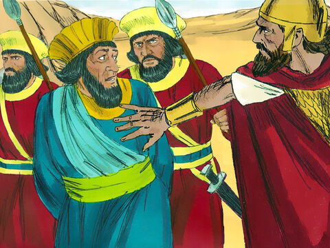 उन्होंने अमालेकियों के राजा अगाग को पकड़ लिया। परन्तु यहोवा कि आज्ञा मानने के बजाए शाऊल ने अगाग का जीवित रखा और उसे कैदी बना लिया । – Slide número 8