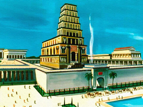 सुलैमान ने परमेश्वर की स्तुति और आराधना के लिए एक भव्य मंदिर का निर्माण किया। उसने यरूशलेम में दरबार और महल भी बनवाए। उनकी ख्याति दूर-दूर तक फैली थी। – Slide número 21