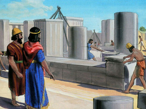 जरुब्बाबेल ने मन्दिर का पुनर्निर्माण करना आरम्भ किया। यह पांच साल बाद 12 मार्च 515 ईसा पूर्व में पूरा हुआ था। … – Slide número 46